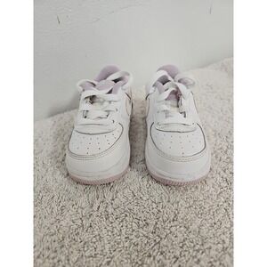 Nike Air Force 1 Low Girls Size 5C White Lilac Athletic Shoe Sneakers CU0815-100